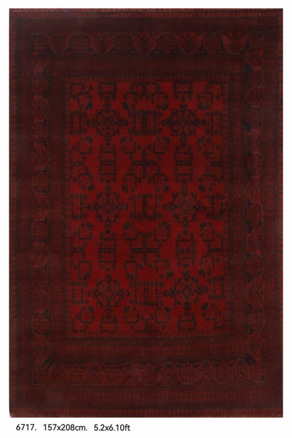 157 x 208 cm | Bokhara Red Hand Knotted Wool Afghan Carpet