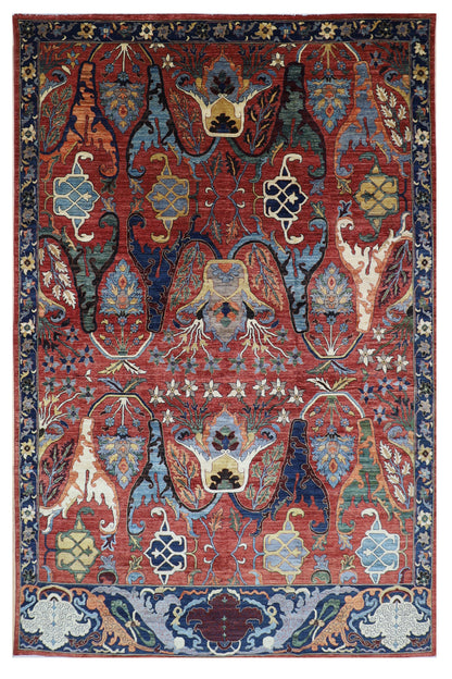 298 x 420 cm | Large Kawros Red Area Rug Afghan Hand Knotted Veg Dye Wool carpet