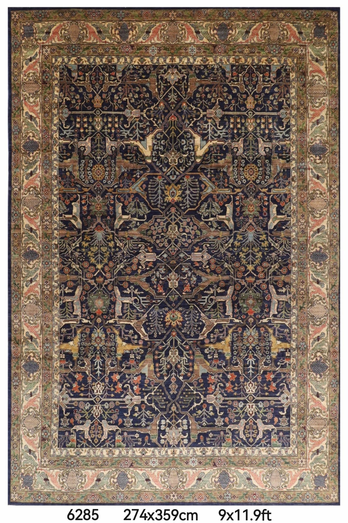 274 x 358 cm | Navy Blue Afghan Veg Dye Wool carpet