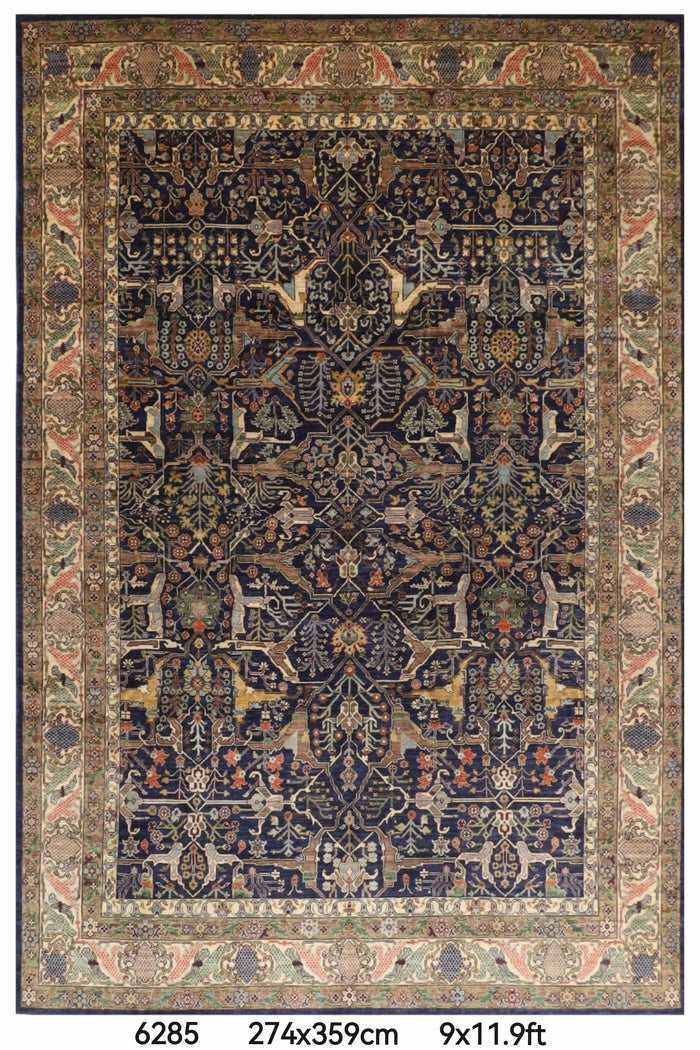 274 x 358 cm | Navy Blue Afghan Veg Dye Wool carpet
