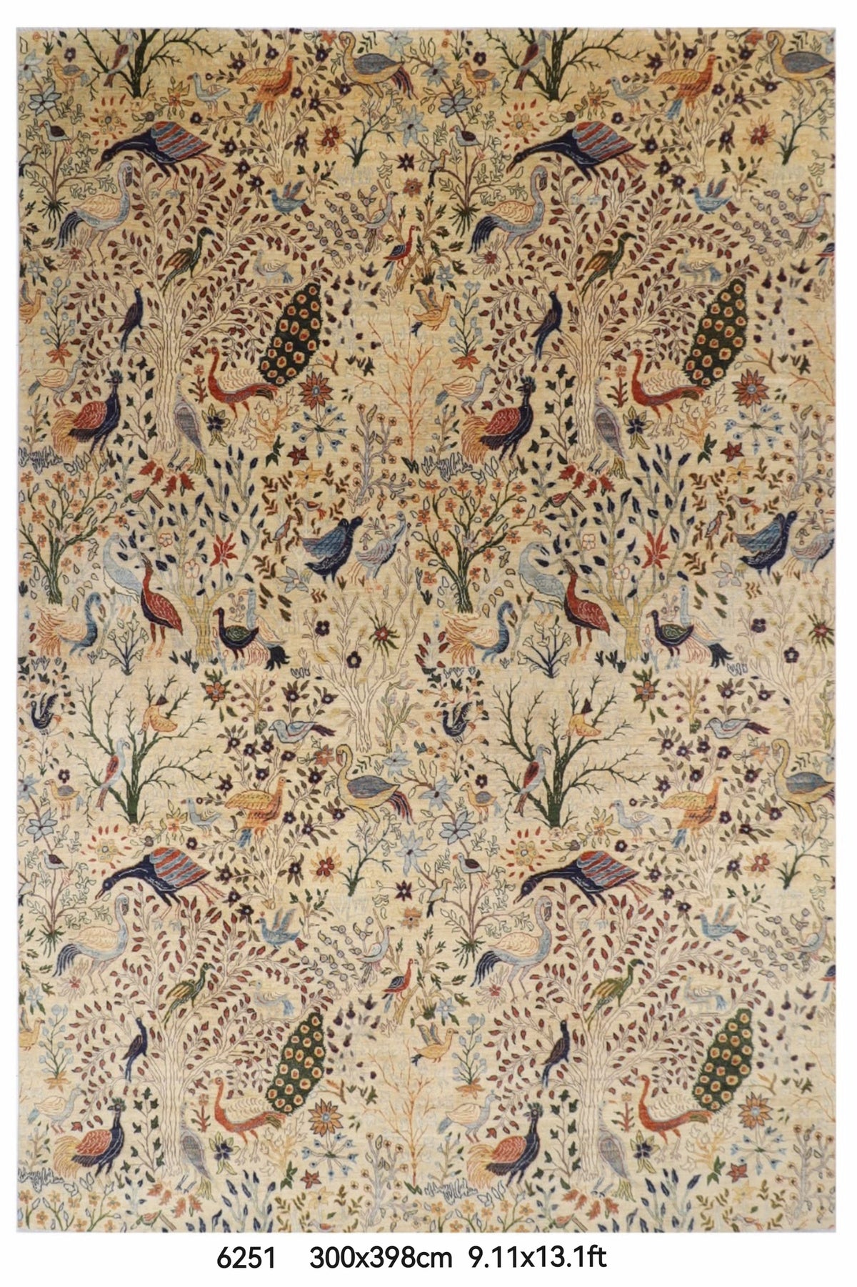 300 x 398 cm | Birds Afghan Veg Dye Wool carpet