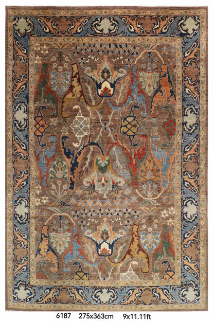 275 x 363 cm | Brown Kawros Area Rug Afghan Hand Knotted Veg Dye Wool carpet