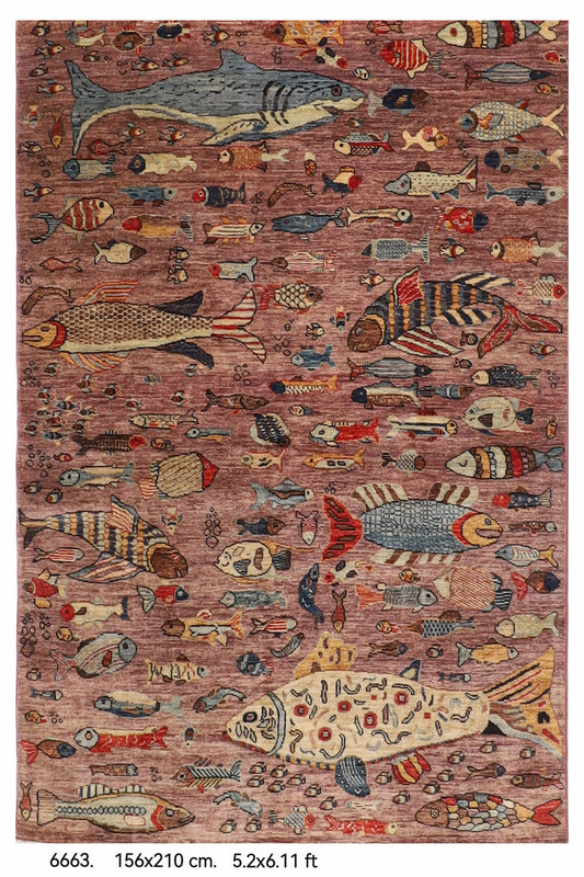 245 x 301 cm | Alfombra afgana de lana teñida con vegetales anudada a mano diseño Kawros