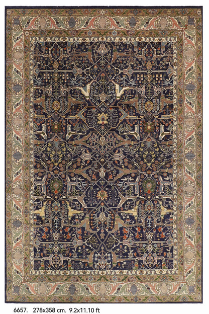 278 x 358 cm | Bidjar Blue Design Hand Knotted Wool Afghan Carpet