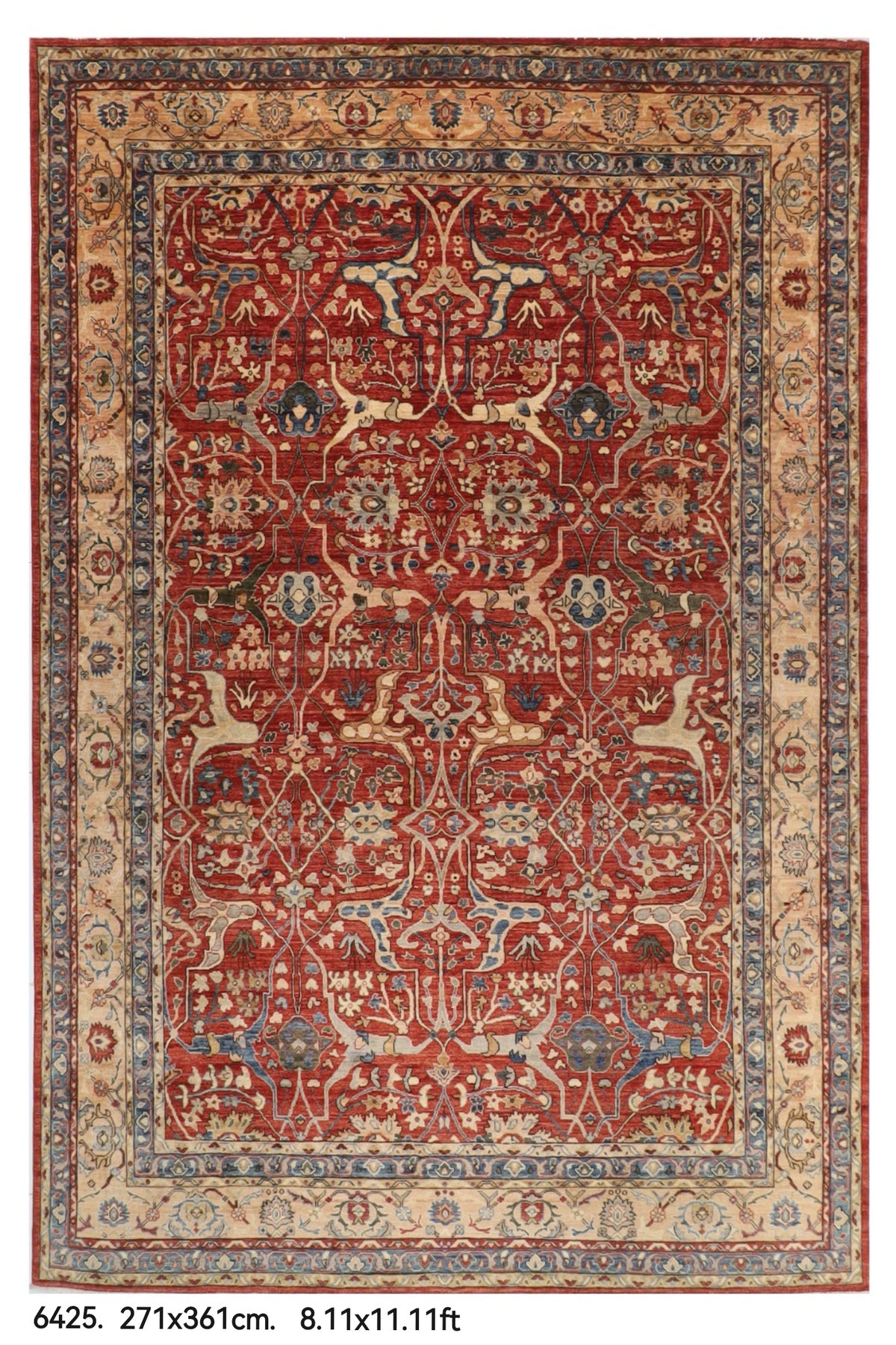 271 x 361 cm | Bidjar Orange Design Hand Knotted veg Dye Wool Afghan Carpet