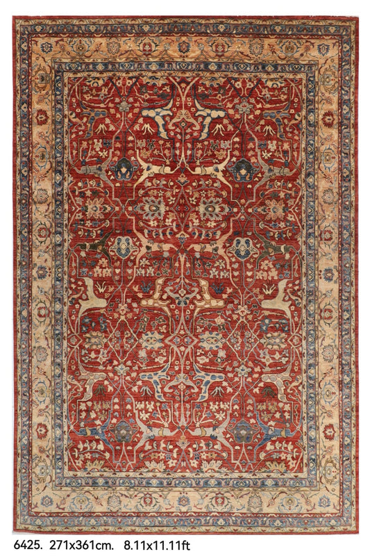 271 x 361 cm | Bidjar Orange Design Hand Knotted veg Dye Wool Afghan Carpet