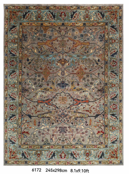 245 x 298 cm | Grey Area Rug Afghan Hand Knotted Veg Dye Wool carpet