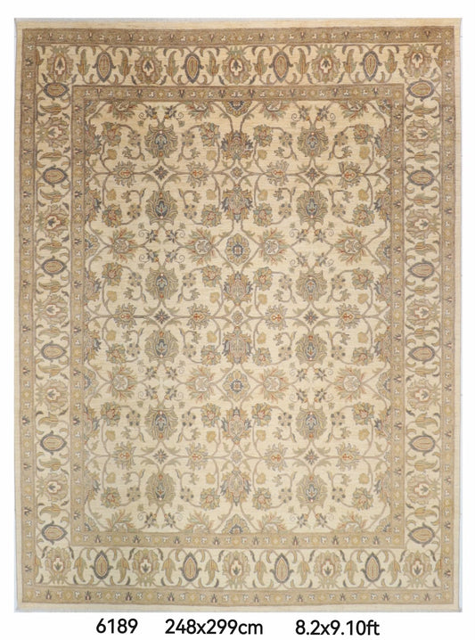 248 x 299 cm | Beige Area Rug Afghan Hand Knotted Veg Dye Wool carpet