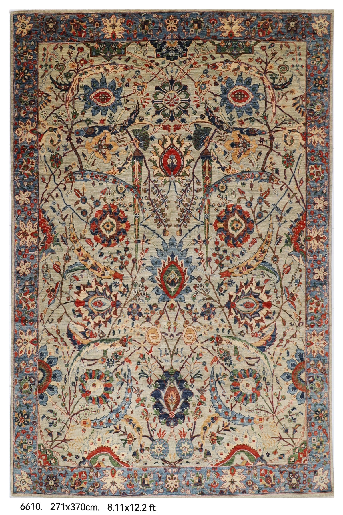 271 x 370 cm | bidjar Gray Design Hand Knotted Wool Afghan Carpet
