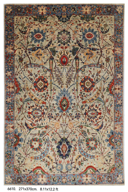 271 x 370 cm | bidjar Gray Design Hand Knotted Wool Afghan Carpet