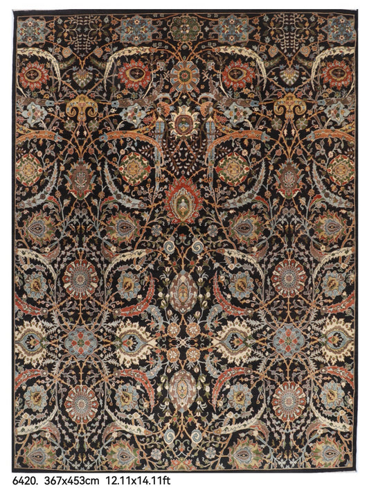 367 x 453 cm | large bidjar black Design Hand Knotted veg Dye Wool Afghan Carpet