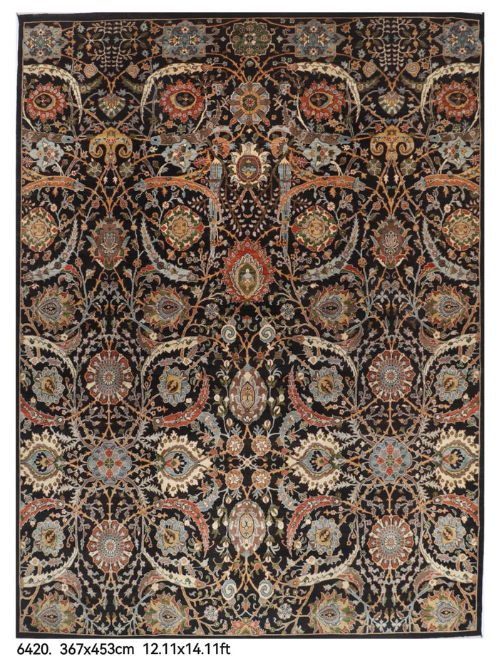 367 x 453 cm | large bidjar black Design Hand Knotted veg Dye Wool Afghan Carpet