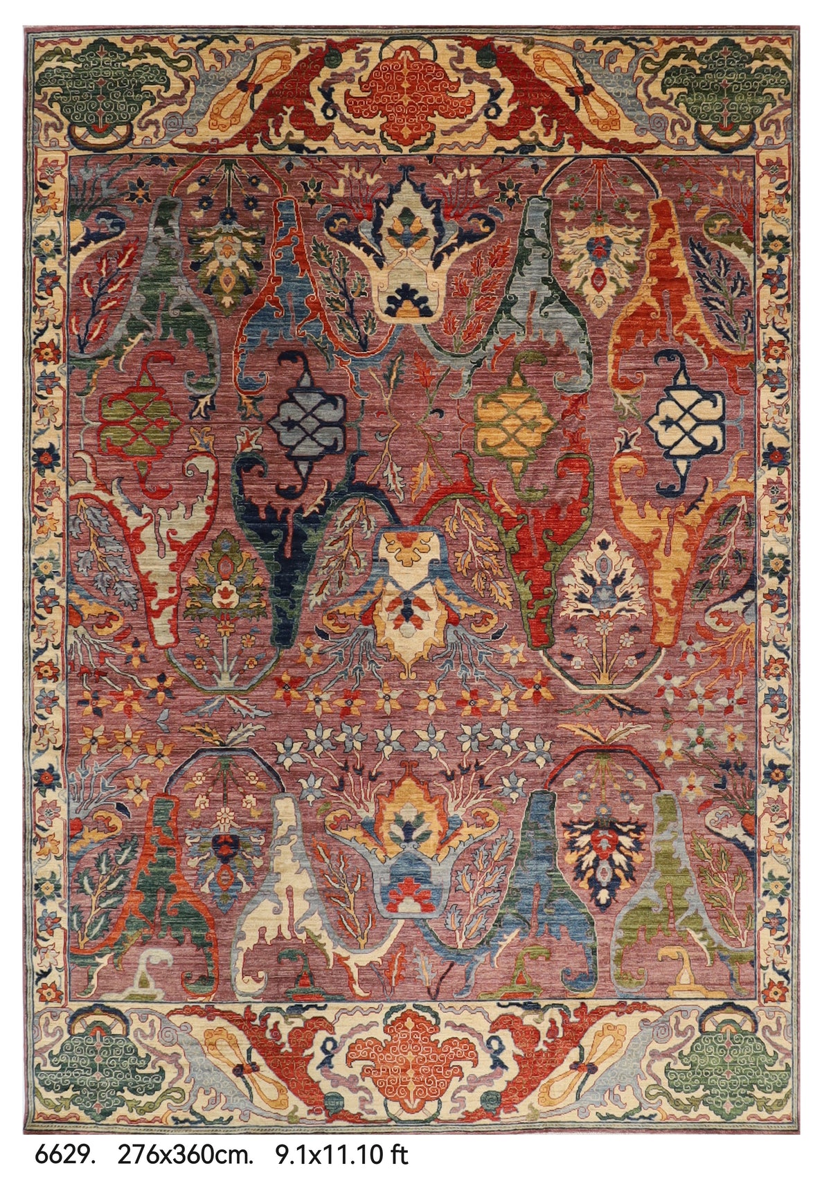 276 x 360 cm | Kawros Design Hand Knotted Wool Afghan Carpet