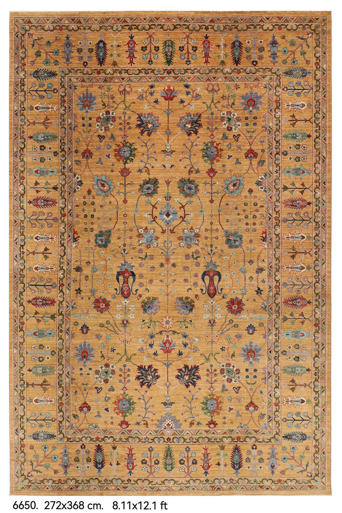 272 x 368 cm | Sultani Design Hand Knotted Wool Afghan Carpet