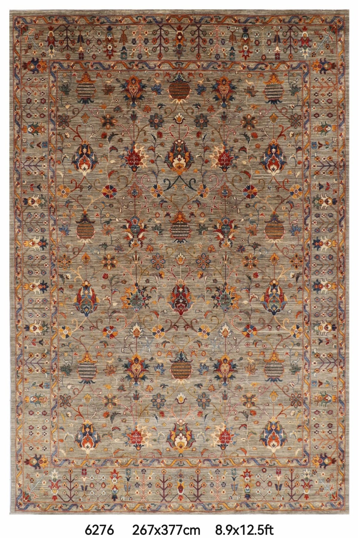 267 x 377 cm | Grey Afghan Veg Dye Wool carpet