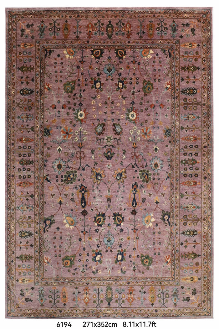 271 x 352 cm | Purple Floral Rug Afghan Veg Dye Wool carpet