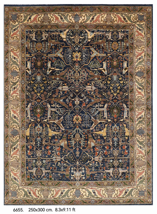 250 x 300 cm | Bidjar Blue Design Hand Knotted Wool Afghan Carpet