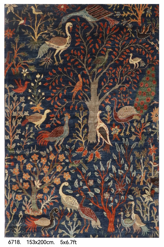 245 x 301 cm | Alfombra afgana de lana teñida con vegetales anudada a mano diseño Kawros