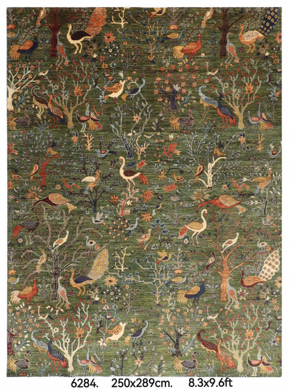 250 x 289 cm | Birds Afghan Veg Dye Wool carpet