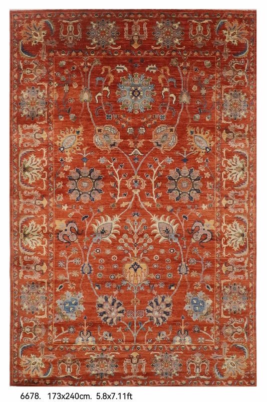 173 x 240 cm | Sultani Hand Knotted Wool Afghan Carpet