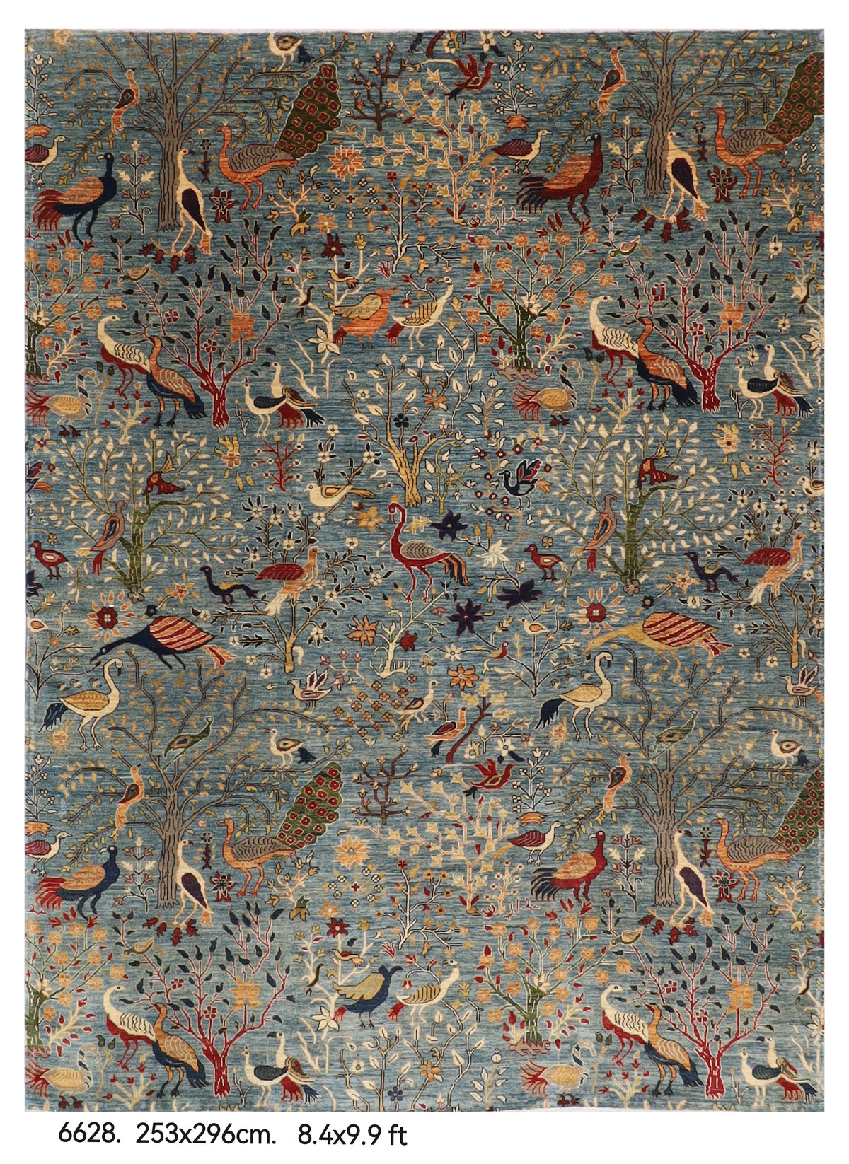 253 x 296 cm | Birds Design Hand Knotted Wool Afghan Carpet
