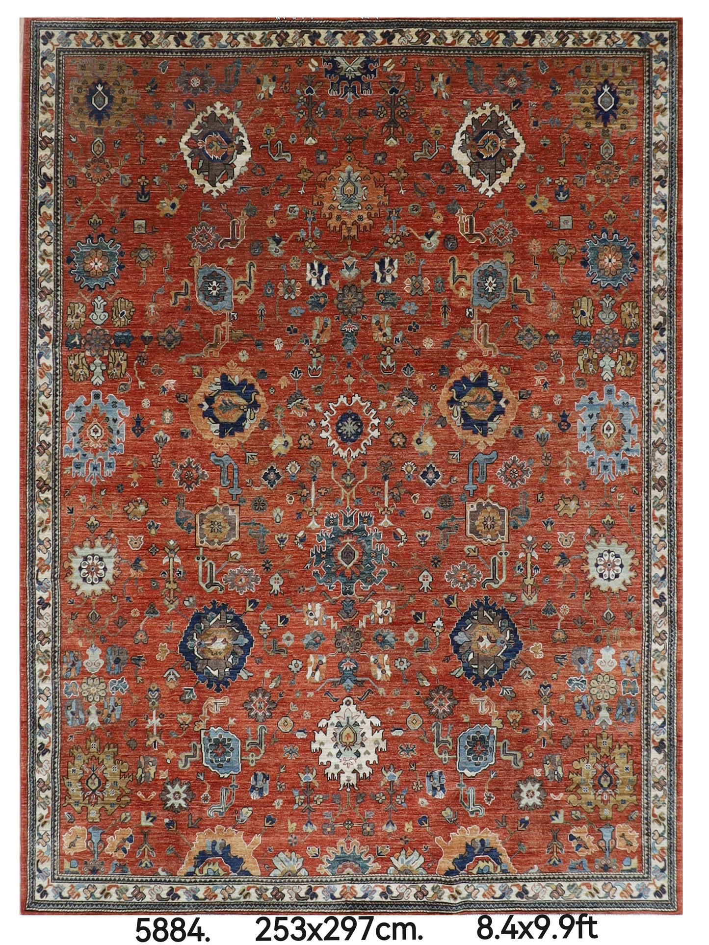 253 x 297 cm | Oriental Serapi Orange Area Rug Afghan Hand Knotted Veg Dye Wool carpet