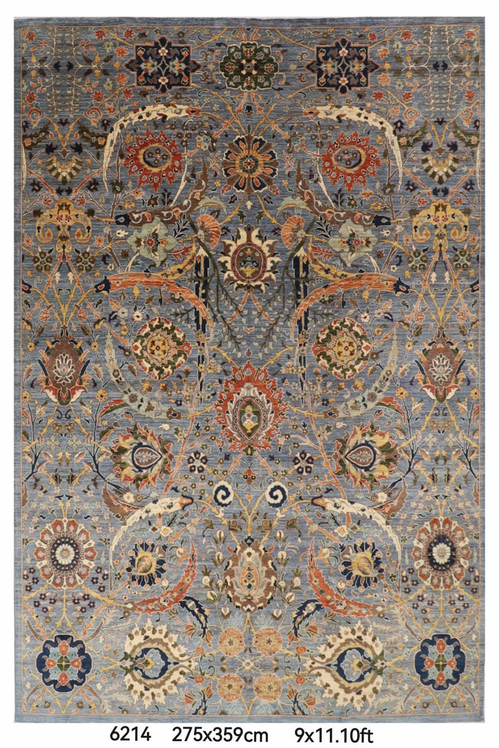 275 x 359 cm | Blue Sickle Leaf Afghan Veg Dye Wool carpet