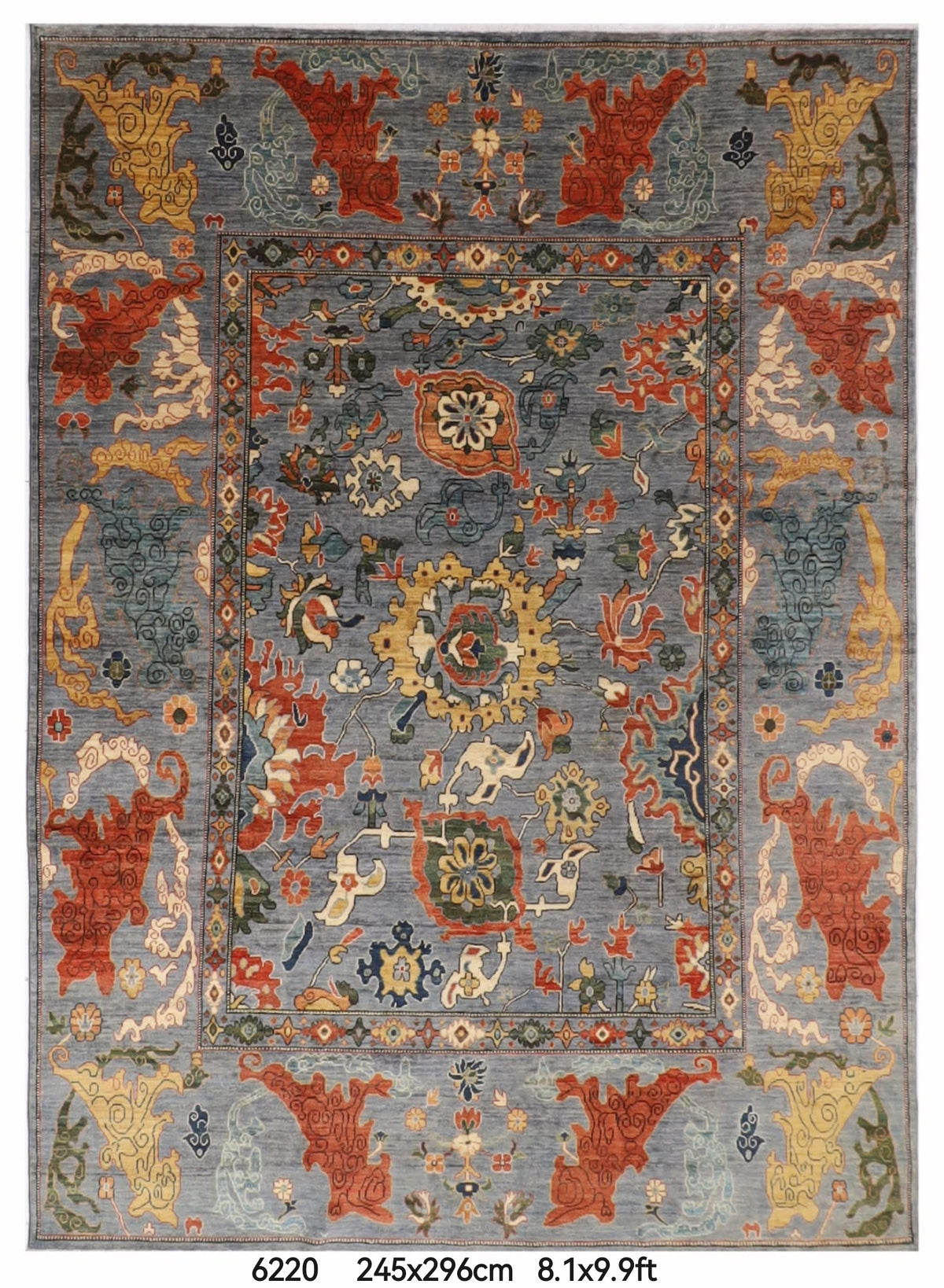245 x 296 cm | Bluish Grey Afghan Veg Dye Wool carpet