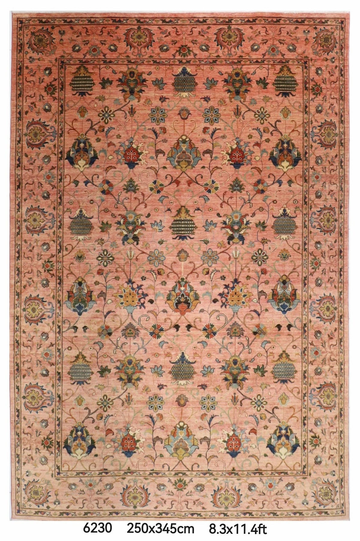 250 x 345 cm | Pink Sultani Afghan Veg Dye Wool carpet