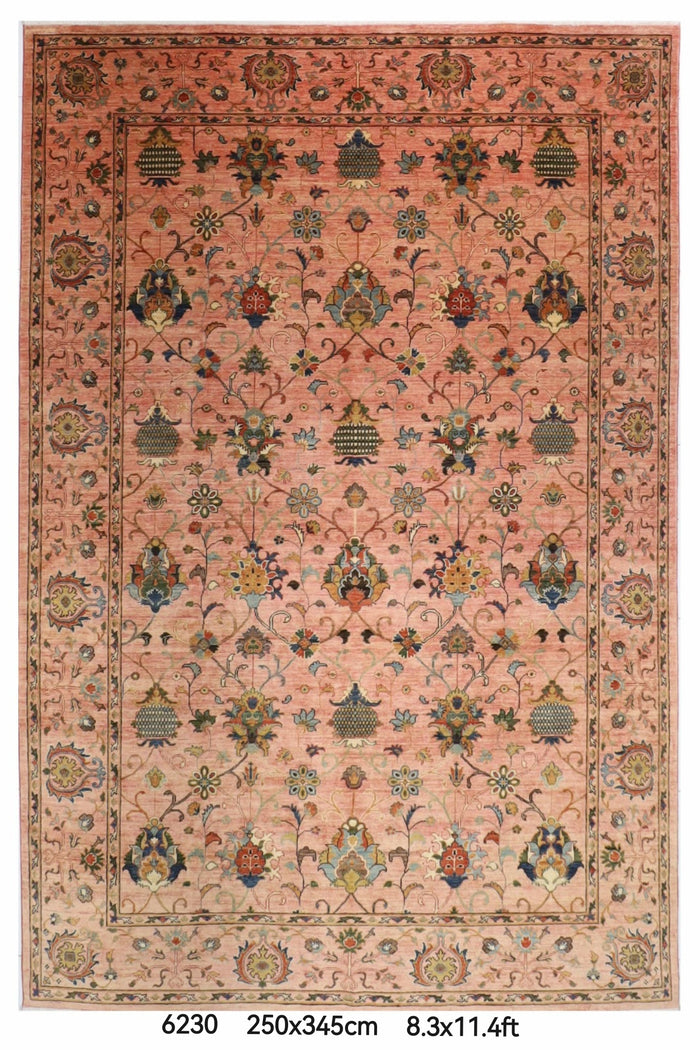 250 x 345 cm | Pink Sultani Afghan Veg Dye Wool carpet