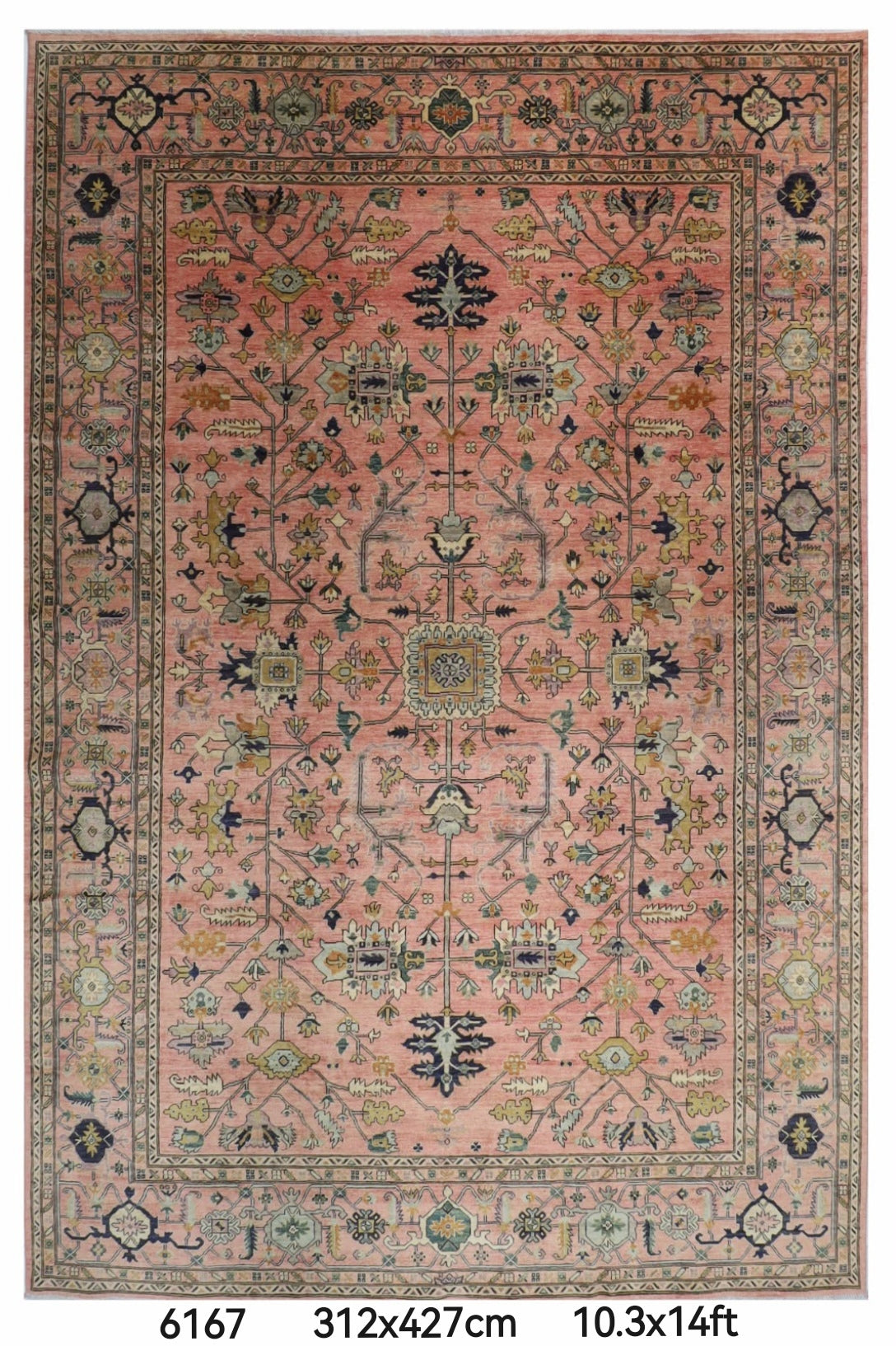 312 x 427 cm | Pink Area Rug Afghan Hand Knotted Veg Dye Wool carpet