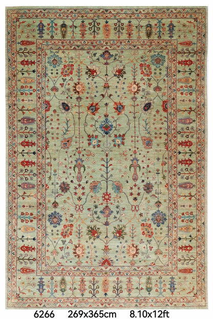269 x 365 cm | Green Sultani Afghan Veg Dye Wool carpet