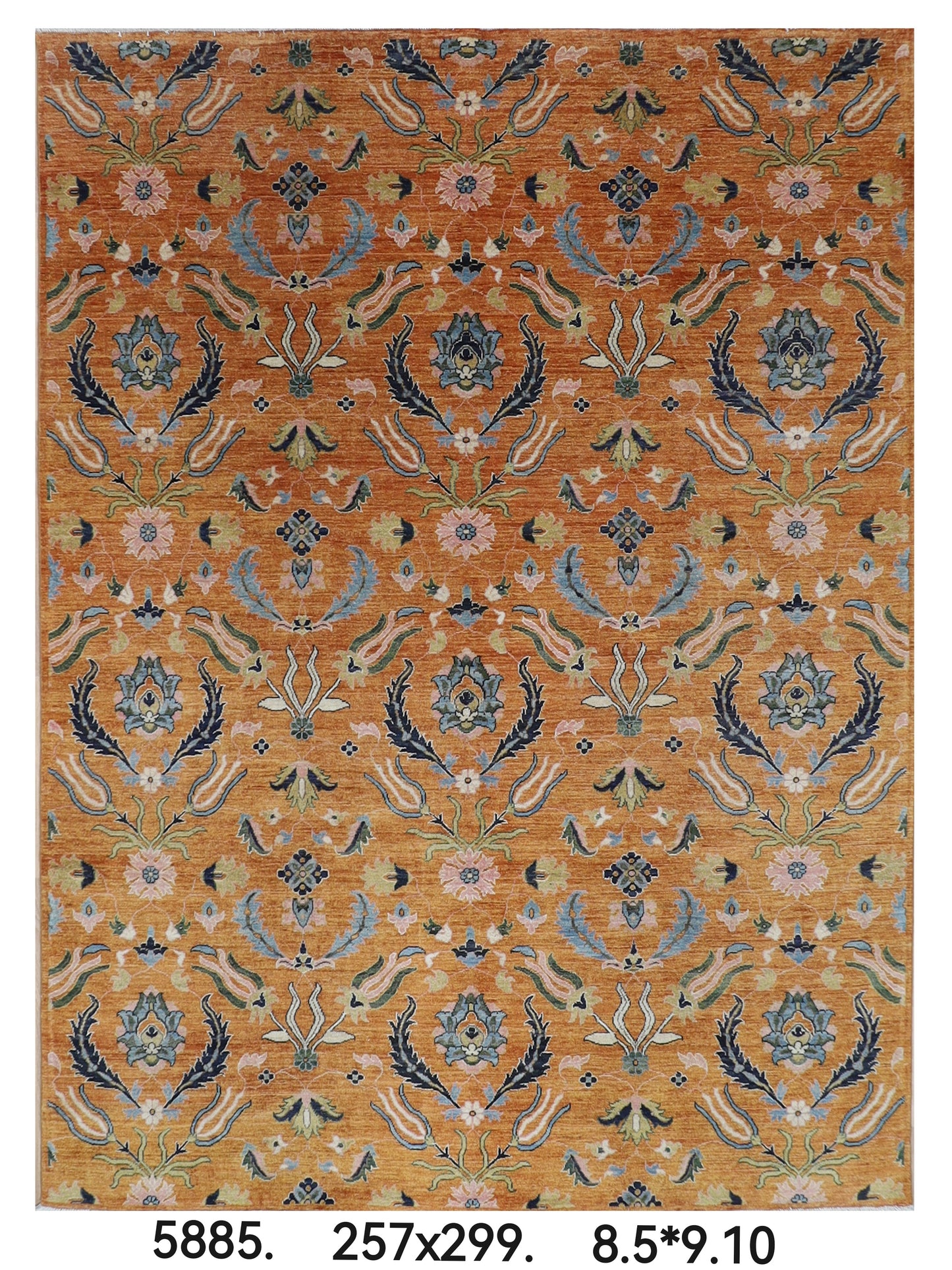 257 x 299 cm | Oriental Suzani Glod Area Rug Afghan Hand Knotted Veg Dye Wool carpet