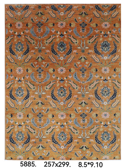 257 x 299 cm | Oriental Suzani Glod Area Rug Afghan Hand Knotted Veg Dye Wool carpet