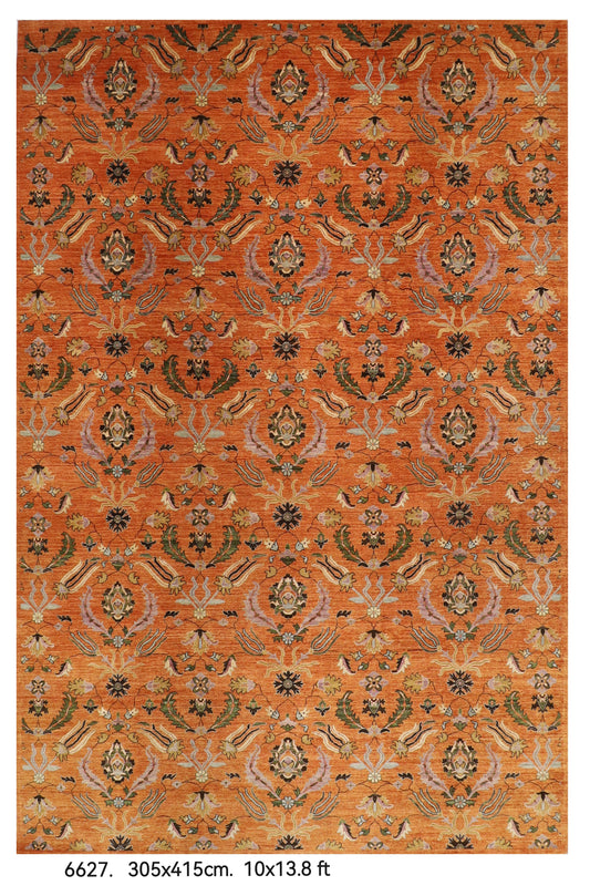 305 x 415 cm | Suzani Floral Design Hand Knotted Wool Afghan Carpet