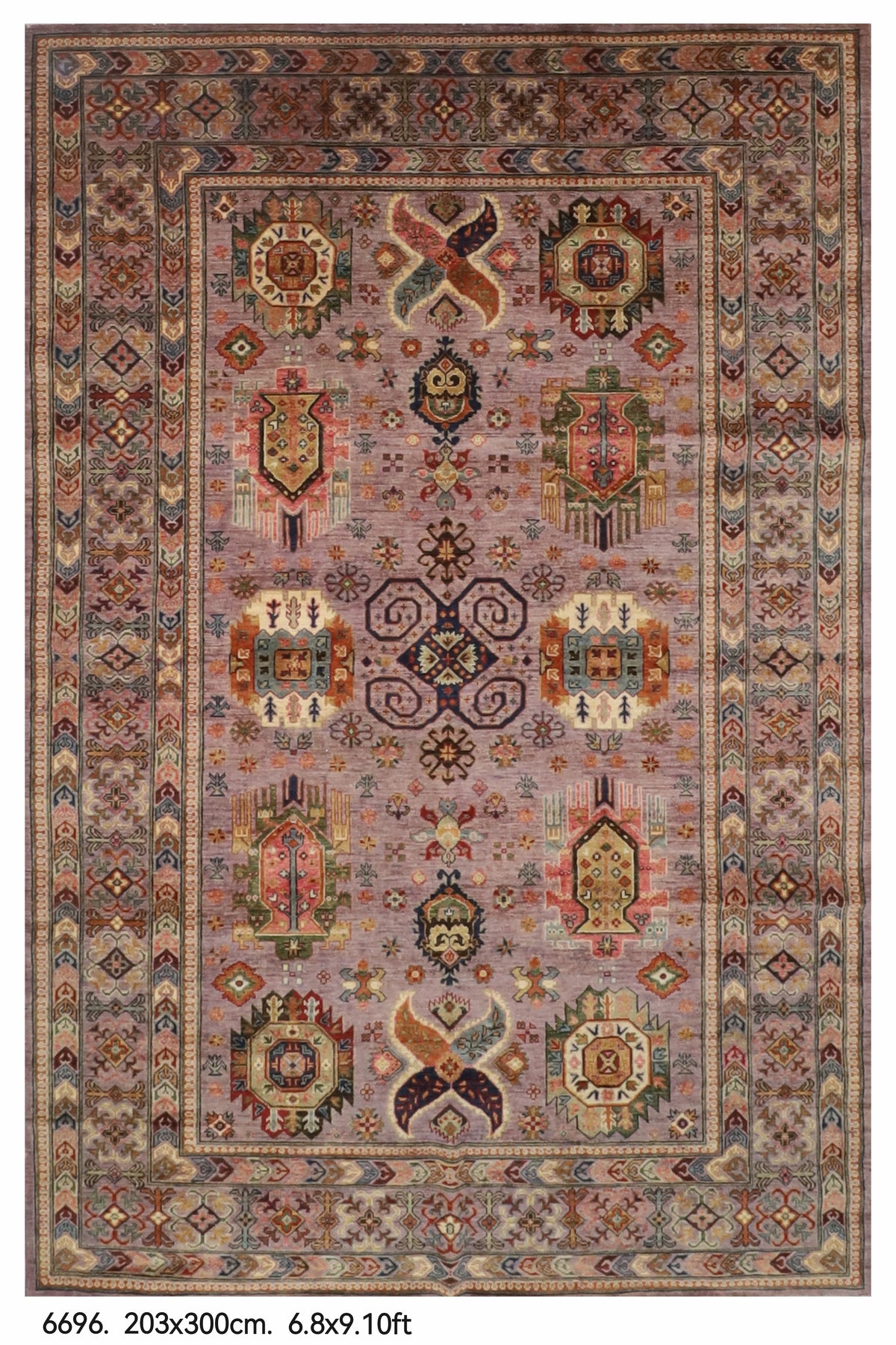 203 x 300 cm | Waziri Design Hand Knotted Wool Afghan Carpet
