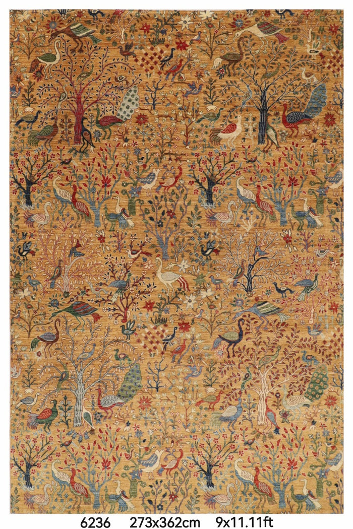 273 x 362 cm | Birds Afghan Veg Dye Wool carpet