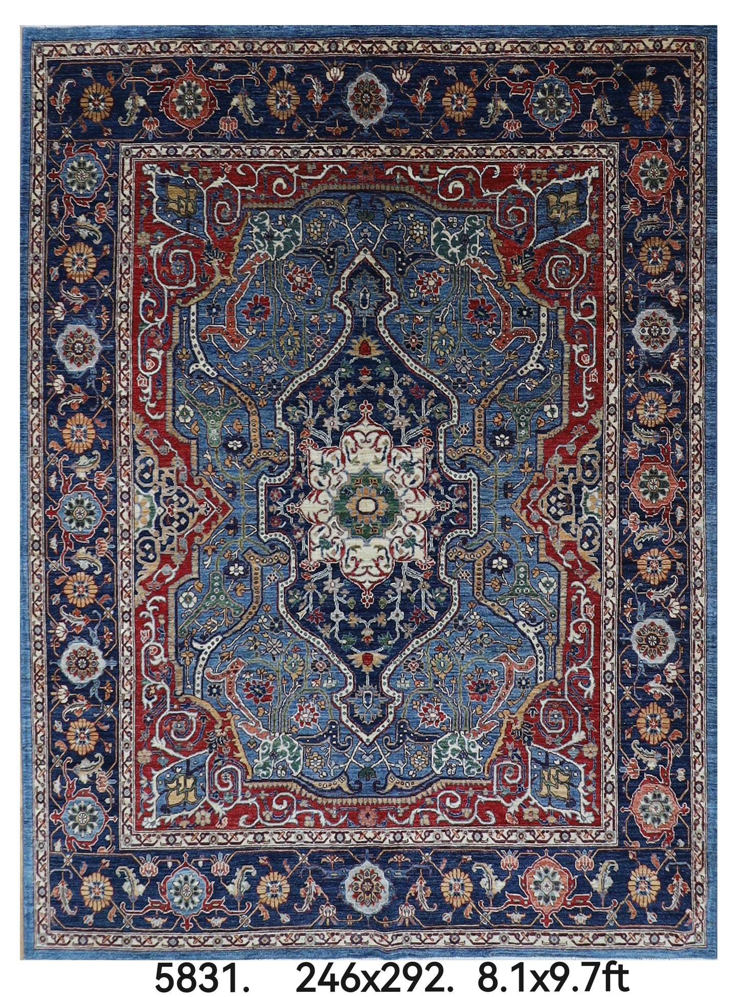 246 x 292 cm | Oriental heriz Area Rug Afghan Hand Knotted Veg Dye Wool carpet