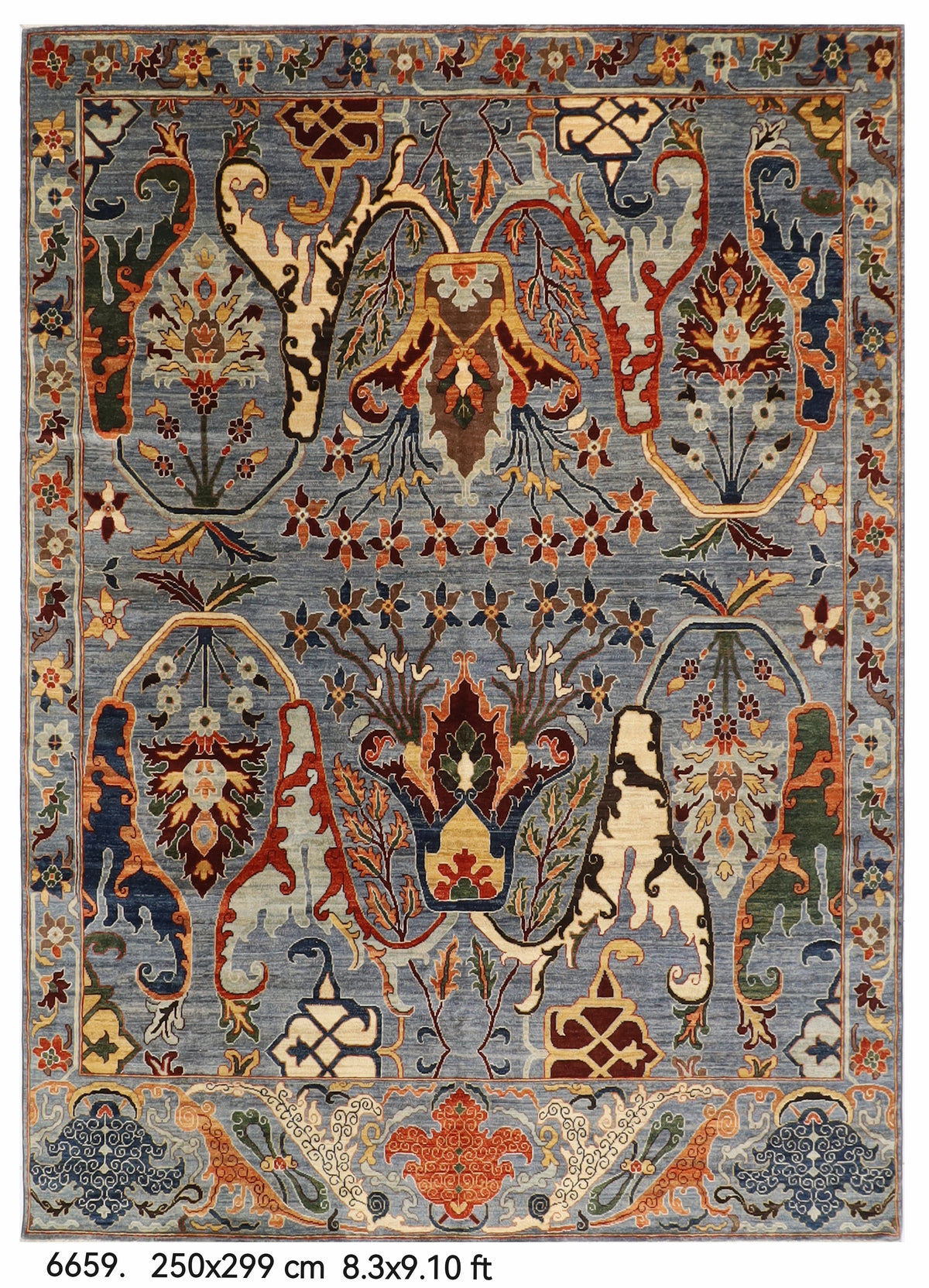 250 x 299 cm | Kawros Design Hand Knotted Wool Afghan Carpet