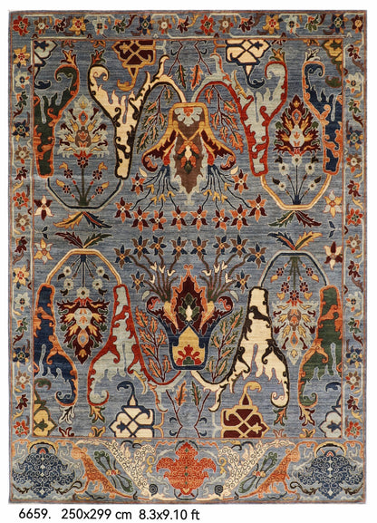 250 x 299 cm | Kawros Design Hand Knotted Wool Afghan Carpet