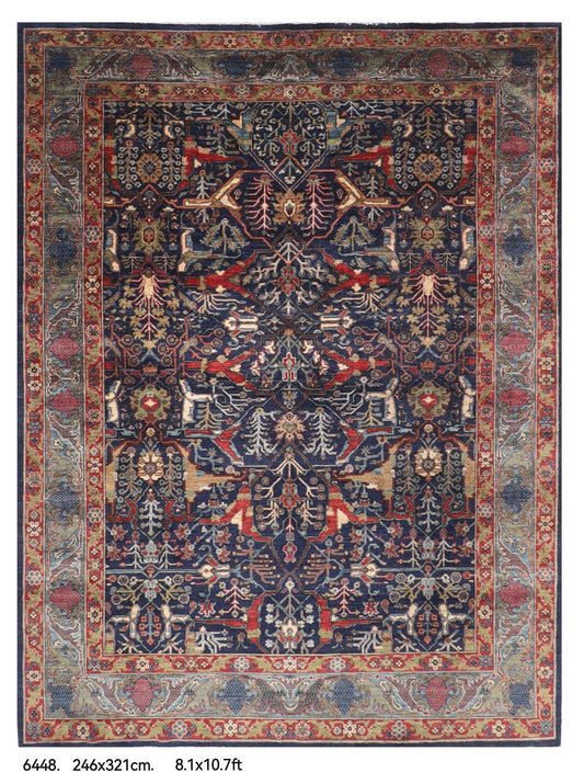 246 x 321 cm | Bidjar Blue Design Hand Knotted veg Dye Wool Afghan Carpet