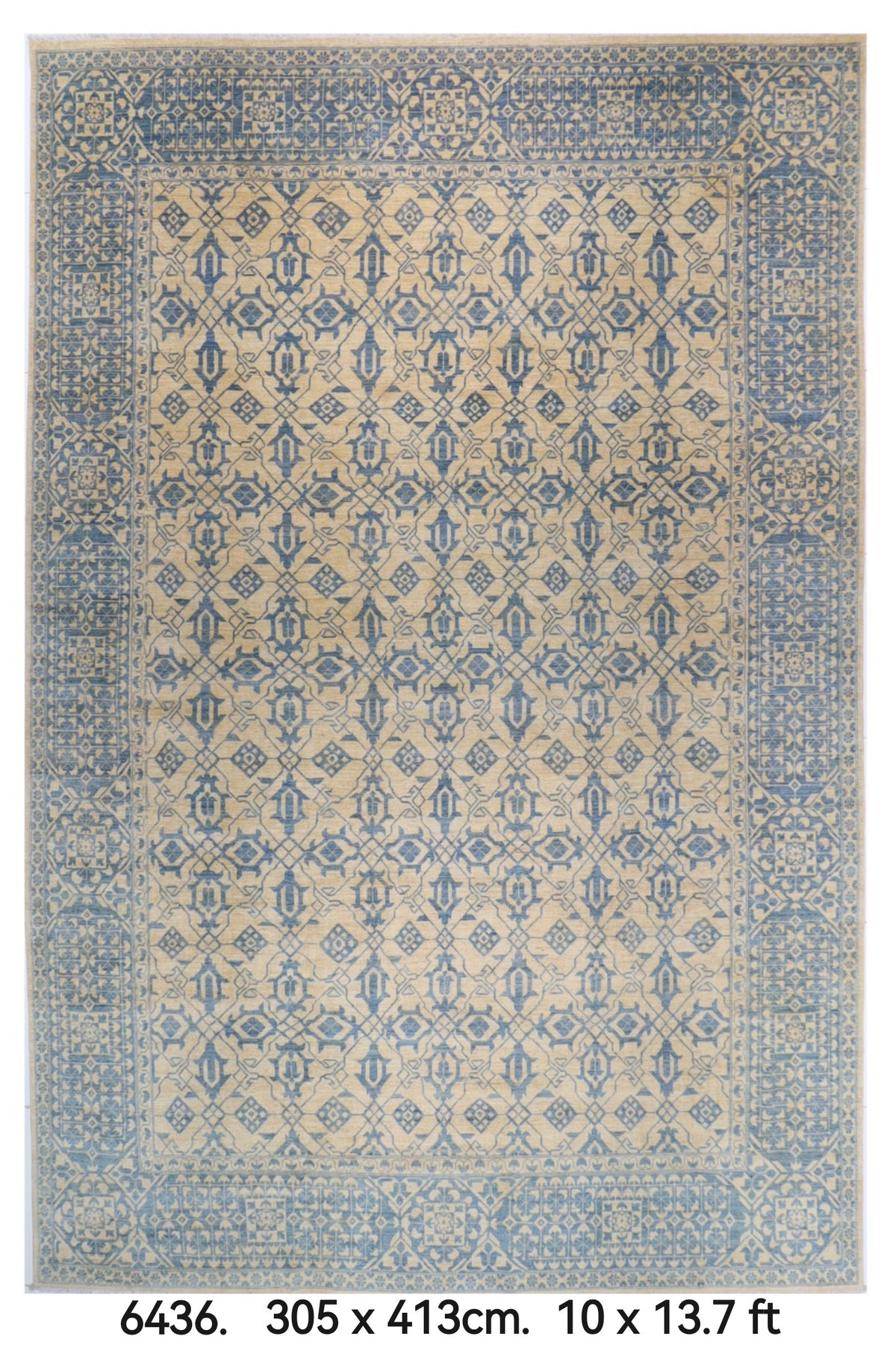 305 x 413 cm | Blue Mirage Hand Knotted Afghan Carpet
