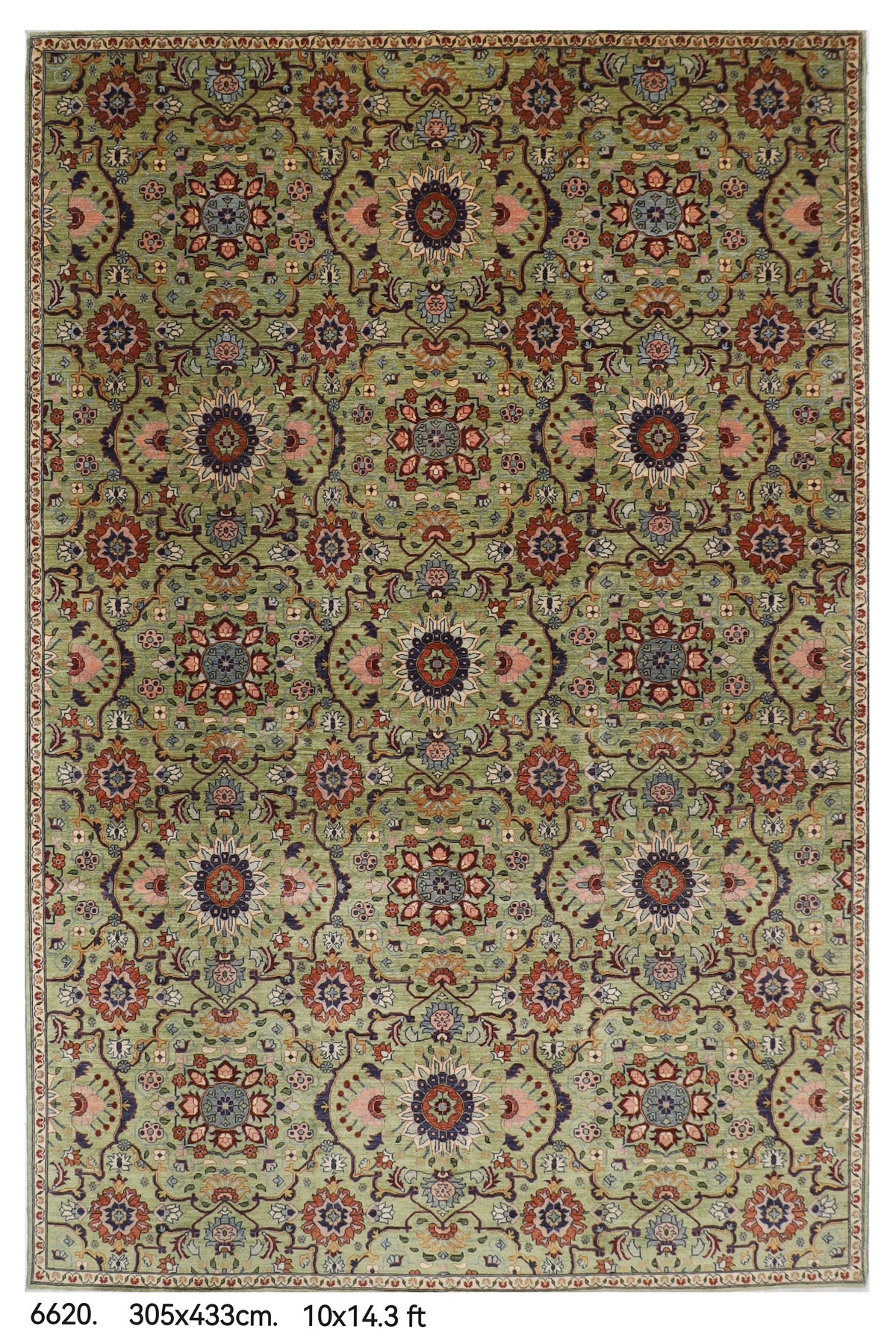305 x 433 cm | Suzani Floral Design Hand Knotted Wool Afghan Carpet