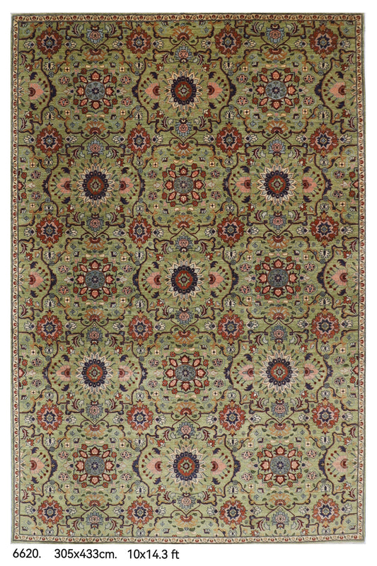 305 x 433 cm | Suzani Floral Design Hand Knotted Wool Afghan Carpet
