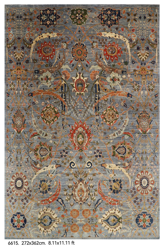 245 × 301 سم | سجادة أفغانية بتصميم كايروس منسوجة يدوياً من صوف مصبوغ طبيعياً