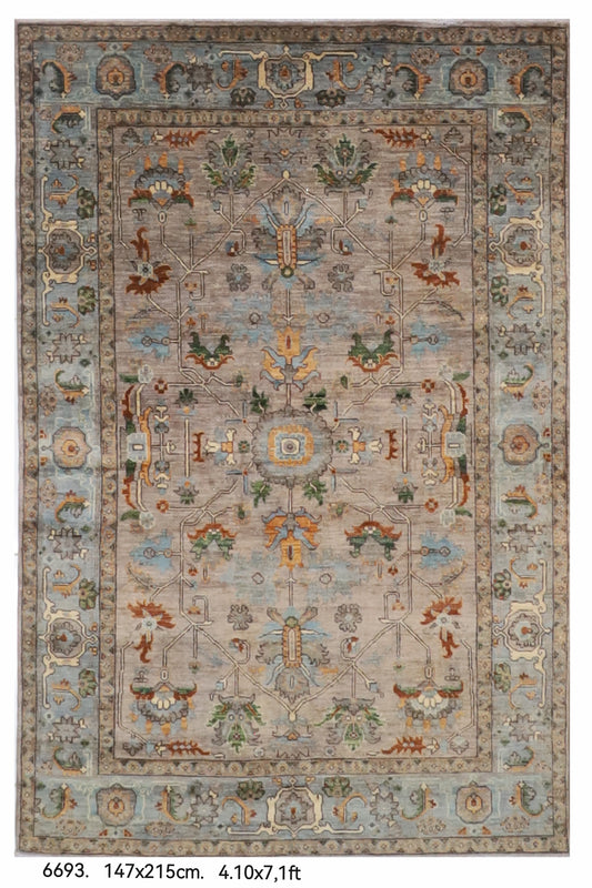 147 x 215 cm | Bidjar Gray Hand Knotted Wool Afghan Carpet