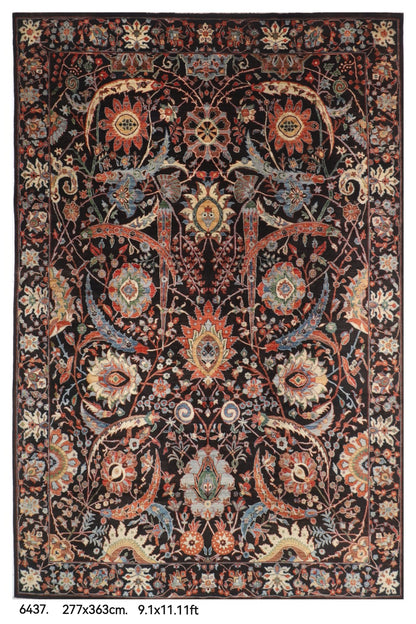 277 x 363 cm | Bidjar Black Design Hand Knotted veg Dye Wool Afghan Carpet