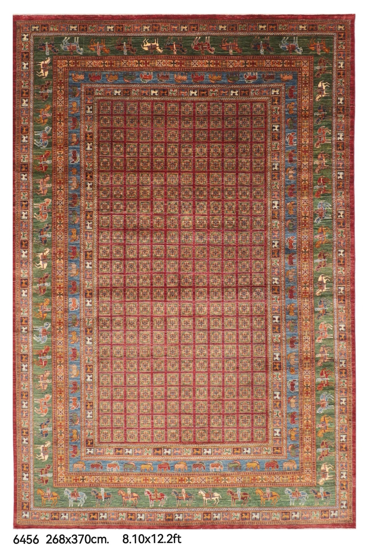 268 x 370 cm | Animal Tribal Design Hand Knotted veg Dye Wool Afghan Carpet