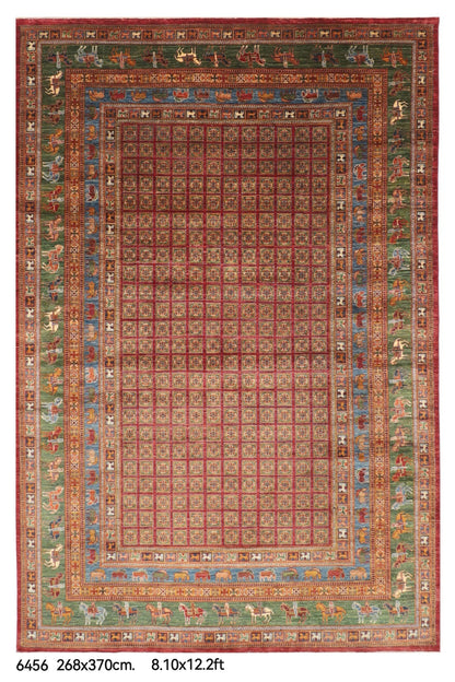 268 x 370 cm | Animal Tribal Design Hand Knotted veg Dye Wool Afghan Carpet