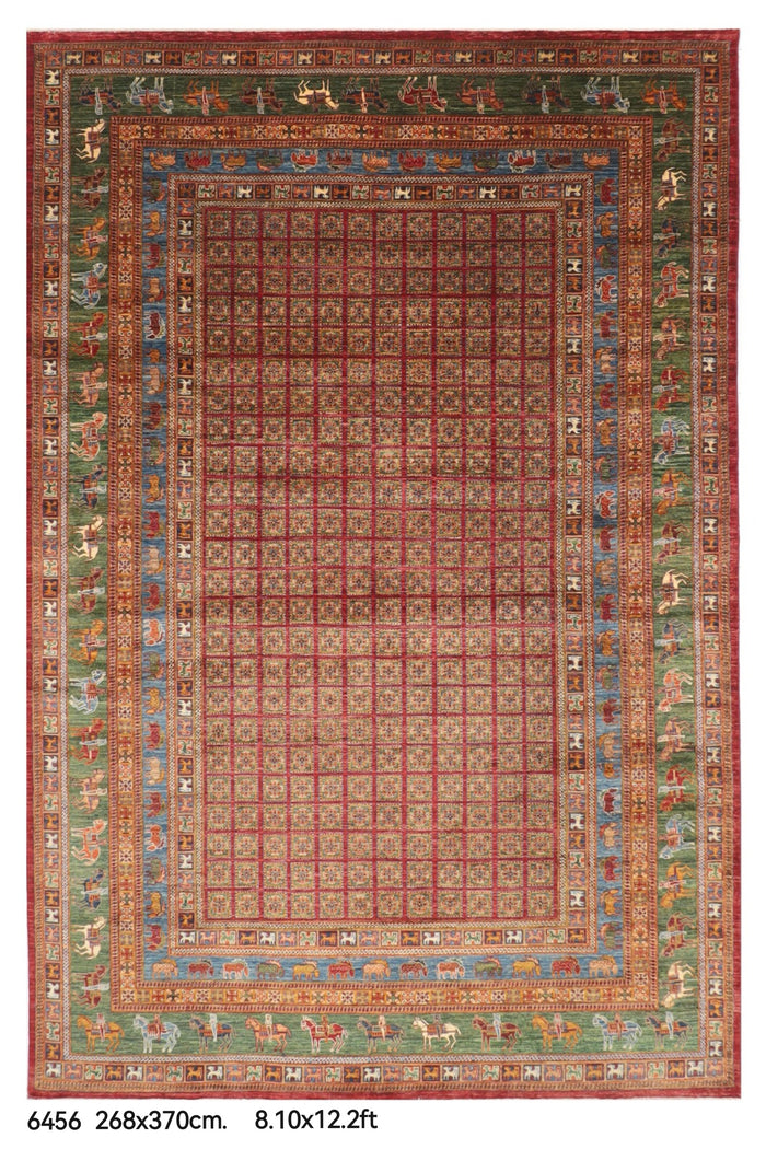 268 x 370 cm | Animal Tribal Design Hand Knotted veg Dye Wool Afghan Carpet